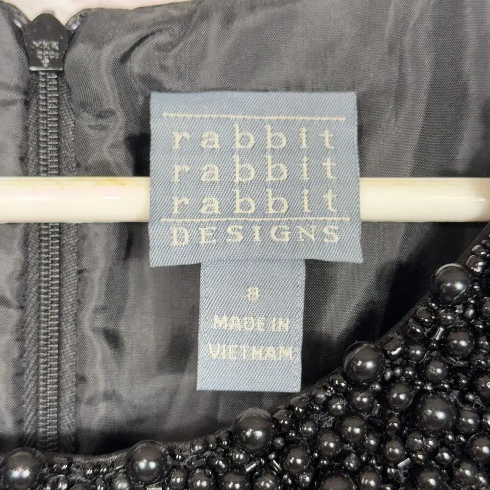 Rabbit Rabbit Rabbit Designs Size 8 Black Beaded Neckline Dress NWT - Picture 7 of 8
